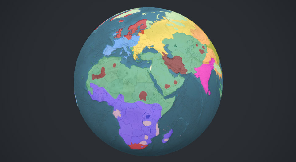 World religions today 3D scene Mozaik Digital Education and Learning