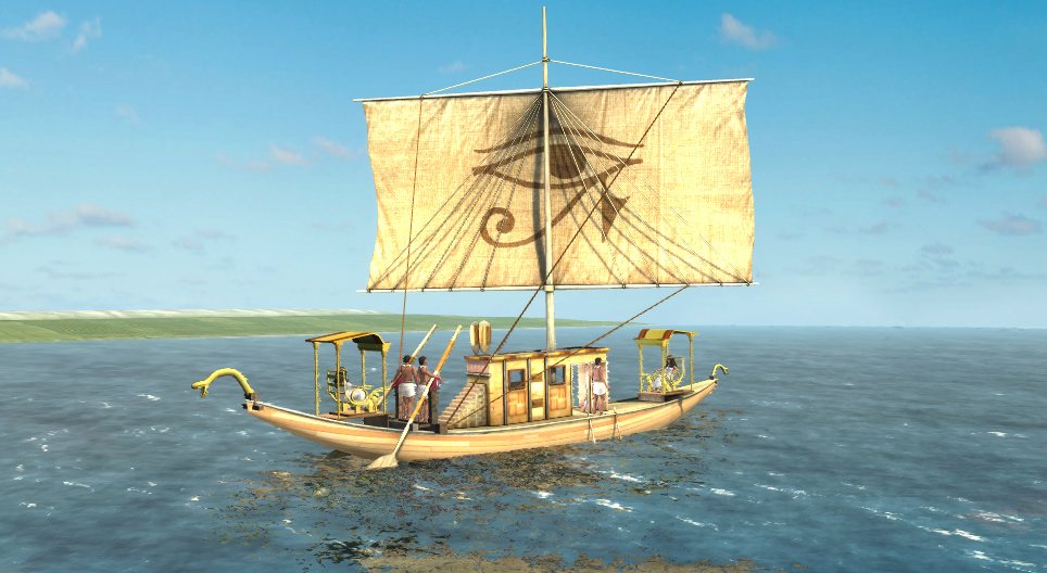 Ancient Egyptian sailing boat 3D scene Mozaik Digital Education and