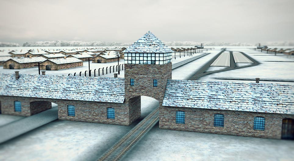 Campo de concentração Auschwitz II (Birkenau) - Cena 3D - Ensino e ...