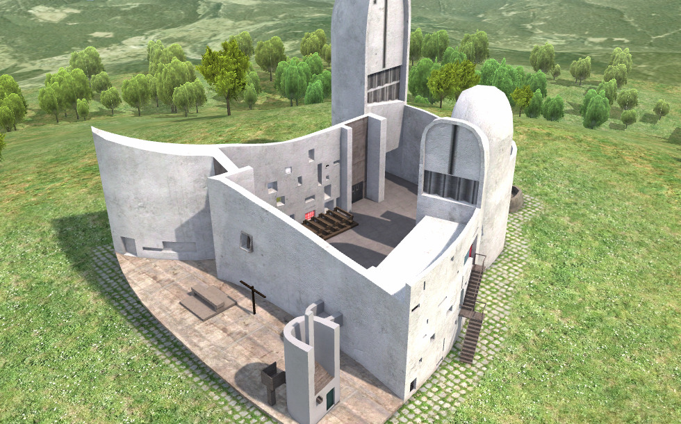 Capela de Notre-Dame-du-Haut (Ronchamp, França, 1950) - Cena 3D