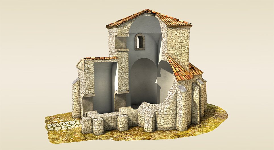 Necrópole cristã primitiva, Cella trichora (Pécs, Hungria) Cena 3D