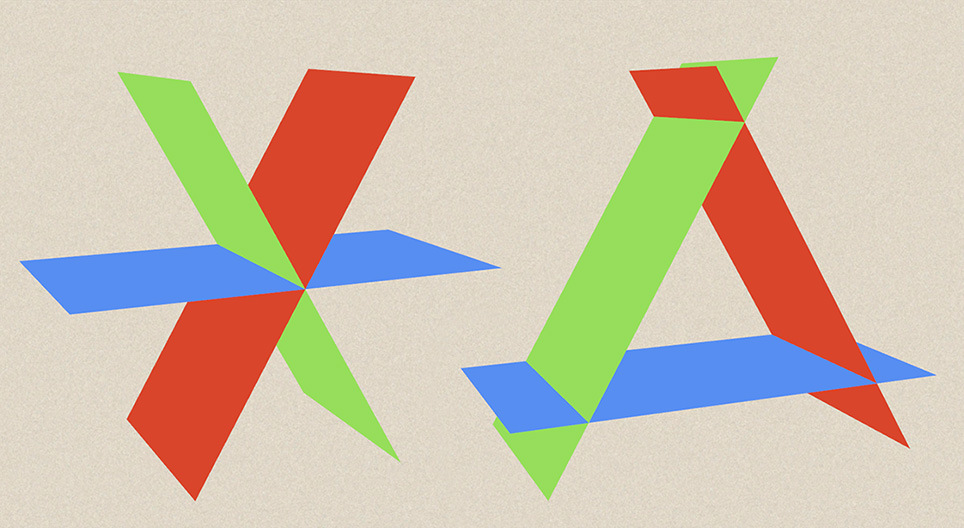На сколько частей делят пространство три плоскости?