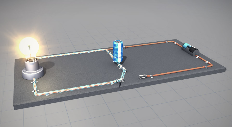 Конденсатор - 3D-сцена - Цифрова освіта та навчання від Mozaik